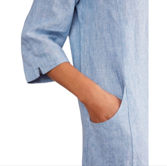 Boden Laurie Dress Women's Size 10R Blue Chambray Linen Casual - Picture 3 of 9